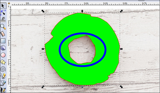 ドーナツの中心の円内が切り抜かれた