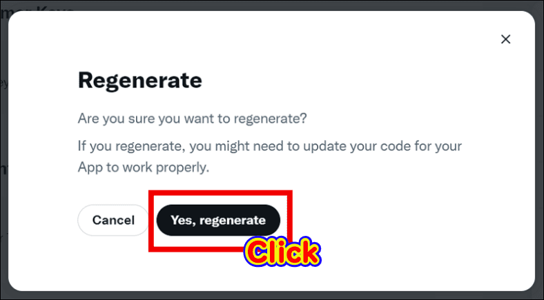 「Yes, regenerate」をクリック