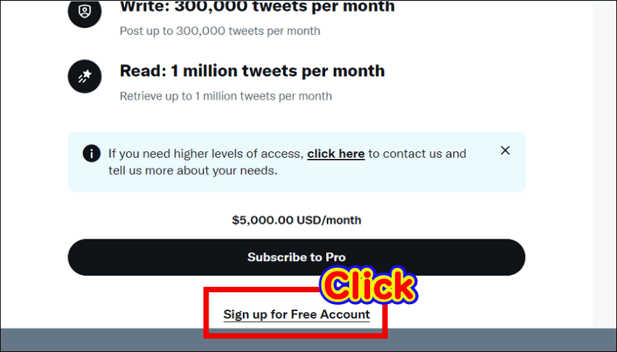 「Sign up for Free Account」をクリック